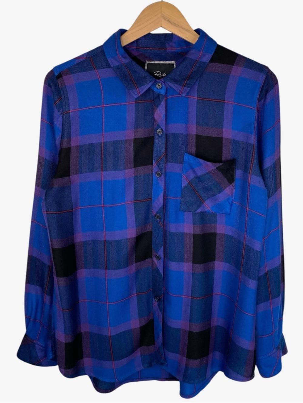 Rails Hunter Plaid Button Up Long Sleeve Shirt - Blue/Purple/Black - Size M